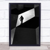 Temporary Ground man walking umbrella squares Wall Art Print