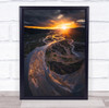 The River Bay Under Sunset mountain landscape Wall Art Print