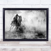 Documentary Street Action Chase Horses foggy Wall Art Print