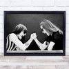 Ladies Arm Wrestle Sun glasses Black & White Wall Art Print