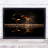 Landscape Bird Splashing In Water Reflection Wall Art Print