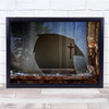 Lost Faith Smashed window glass Church Cross Wall Art Print