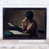 Maria Woman reading book typewriter thinking Wall Art Print