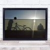 Biking Silhouette Shadow Sun Bright Sitting Wall Art Print