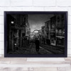 Black and white concept lone street walking Wall Art Print