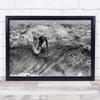 black and white seaside surfer motion sport Wall Art Print