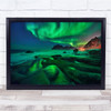 landscape nature northern lights glow green Wall Art Print