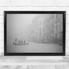 Panoramic Gondola Black & White Foggy Boats Wall Art Print