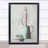 Summer Gift GREEN WATERING CAN PINK FLOWERS Wall Art Print