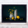 Yellow Flower Lemons Citrus Still Life Vase Wall Art Print