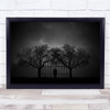 Limitation tree gate eerie black and white Wall Art Print