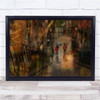 Street Rain Stairs City Fuzziness In Paris Wall Art Print