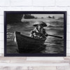 Boat Woman Lady Old Work Padle Rive Water Wall Art Print