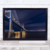 Vasco Da Gama bridge nightlife reflection Wall Art Print