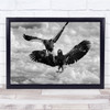 Wildlife Black & White eagles winter snow Wall Art Print