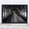 black and white tunnel steps perspective Wall Art Print
