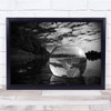 fish bowl leaves river trees Black White Wall Art Print