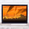 Architecture Industrial Sunset Chimneys Wall Art Print