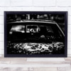 Black & White Shadow figure driving car Wall Art Print