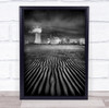 Industry Factory clouds black and white Wall Art Print