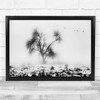 Landscape Lonely Tree Fog Black & White Wall Art Print