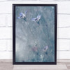 Winter Dance blue and pink flowers snow Wall Art Print