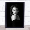 Woman pose looking down black and white Wall Art Print