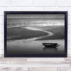 black and white row boat farming poles Wall Art Print