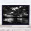 black and white sea scape storm clouds Wall Art Print