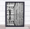 Man with umbrella reflection buildings Wall Art Print