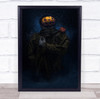 Pumpkin spooky black costume scarecrow Wall Art Print