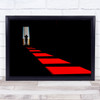 Red squares boy hat silhouette doorway Wall Art Print