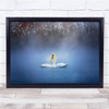 Swans Water Romantic bokeh blur nature Wall Art Print