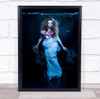 Underwater Red hair Bride dress floral Wall Art Print