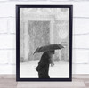 Winter Street Snow Umbrella Passengers Wall Art Print