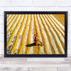 Yellow Above Broom Dry Lines Rows Work Wall Art Print