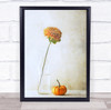 Autumn Flower in glass bottle pumpkin Wall Art Print