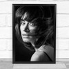 Face Model Woman Girl Black & White Portrait No Background Dark Black Feel Print