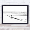 Minimalistic Minimalism Poles Farm black and white Seascape Fence Wall Art Print