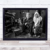 Documentary Portrait Black White Old Couple Pair Home Room Family Husband Print