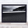 Vik Wind Storm Cold Clouds Iceland Waves Black Sand Landscape Black White Print