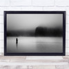 Auvergne France Lake Fisherman Black & White Mono Landscape Fishing Water Print