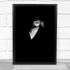 Dark Low Key Low-Key Face Lips Girl Model Woman Black & White Portrait Print