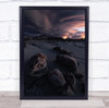 Rocky beach Badlands New Mexico Thunderstorm Sunset Storm Lightning Up Print