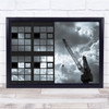 Architecture Abstract Sky Crane Windows Toned Blue Industrial Wall Art Print