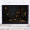 Architecture Alley Night Cityscape Road Way Lamp Lamps Street Wall Art Print