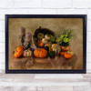 Autumn Fall Pumpkins Gourds Still-Life Texture Candles Basket Wall Art Print