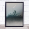 Creative Edit Girl Model Woman Moon Grass Meadow Soft Fantasy Wall Art Print