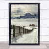 Mountain Landscape Morning Dolomites Italy Fence Dawn Sunrise Wall Art Print