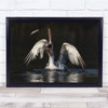 Pelican Water Bird Birds Fish Catch Caught Jump Gravity Wings Wall Art Print